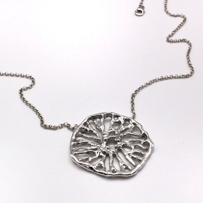 Sculptural Flow Pendant silver necklace inspired by coral artisan Mediterranean jewelry