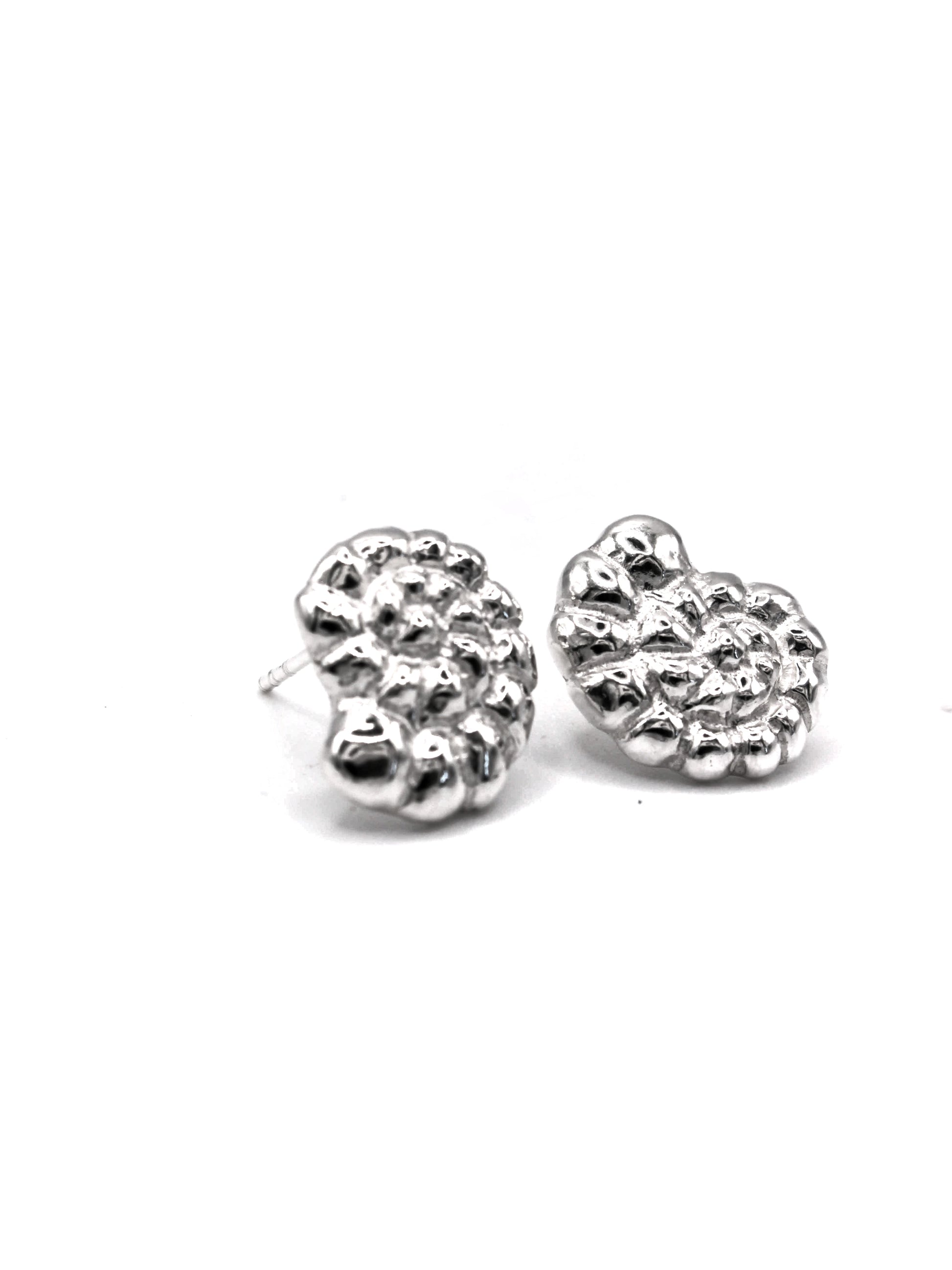 Souvenirs Nautilus sterling silver stud earrings inspired by spiral seashells