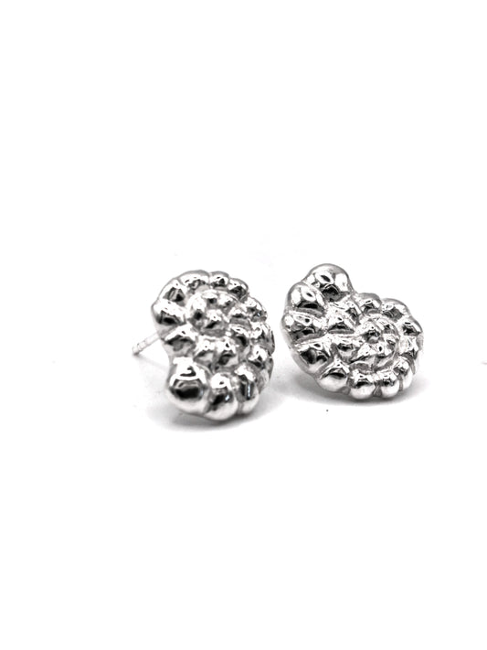 Souvenirs Nautilus sterling silver stud earrings inspired by spiral seashells