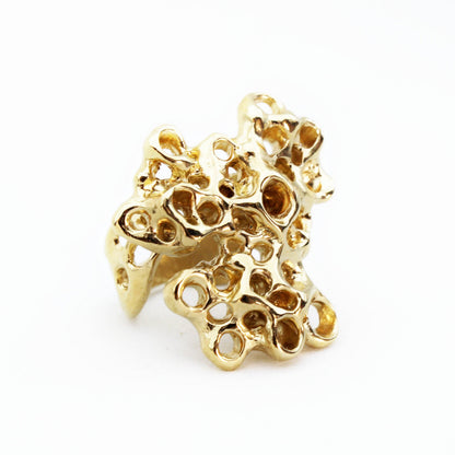 Raíz ring gold plated (3 micra) over silver, sea inspired statement jewelry by Naturalesa Jewelry