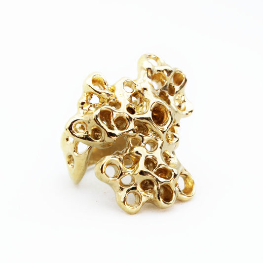Raíz ring gold plated (3 micra) over silver, sea inspired statement jewelry by Naturalesa Jewelry