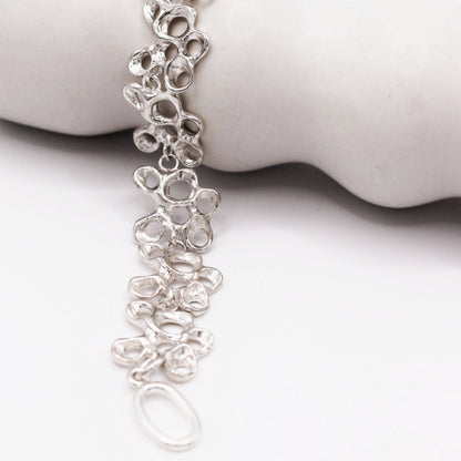 Raíz silver bracelet with barnacle inspired design, sea inspired statement jewelry by Naturalesa Jewelry